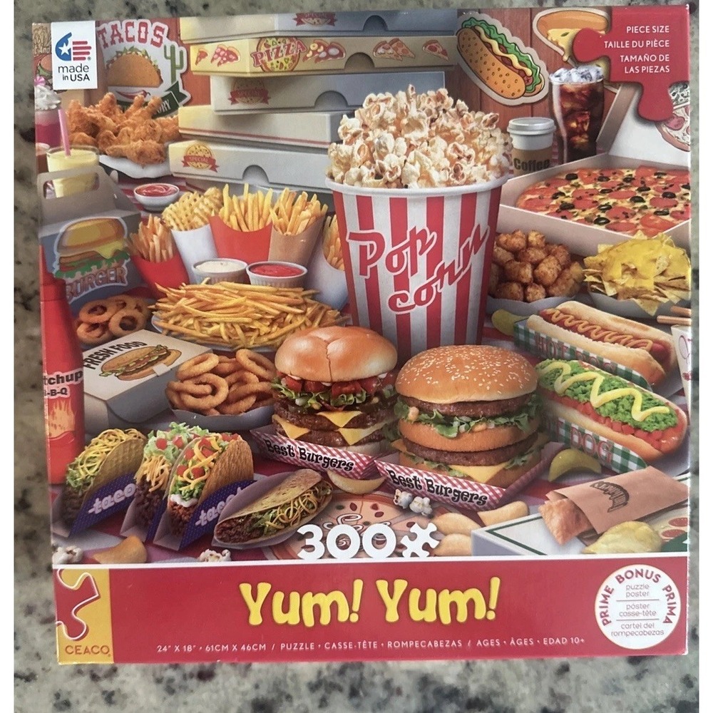 New Ceaco YUM! YUM! 300 piece puzzle fast food COMPLETE